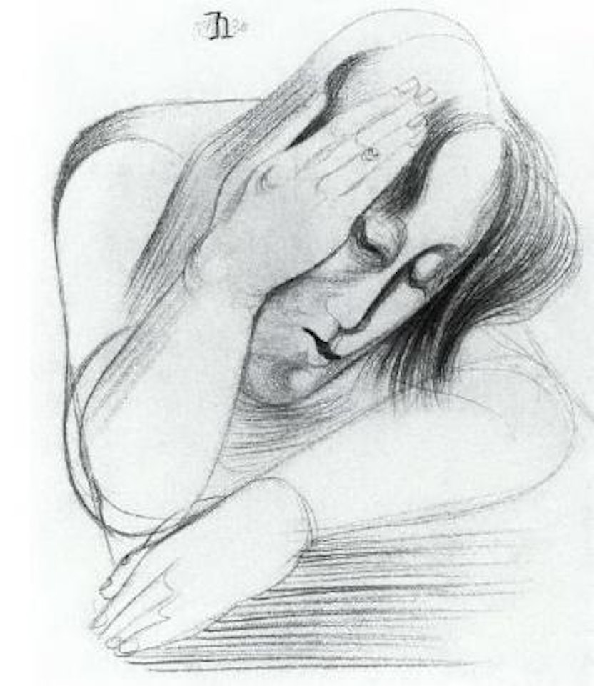 Girl with head in arms by Heinrich Hoerle