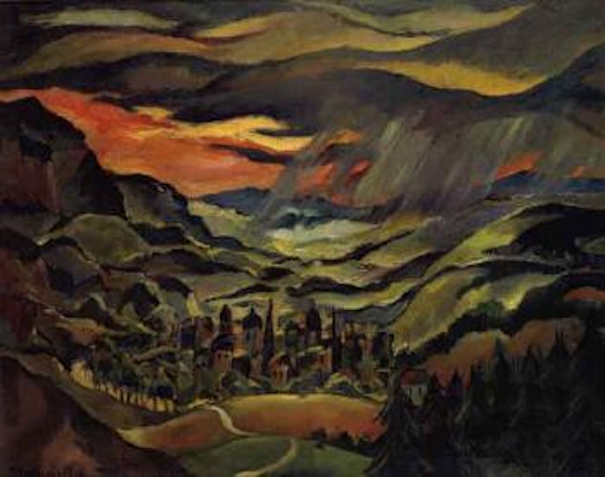 City in mountains by Franz Heckendorf
