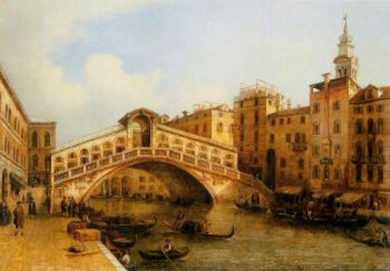 View of the Rialto Bridge, Venice by Giuseppe Bernardino Bison