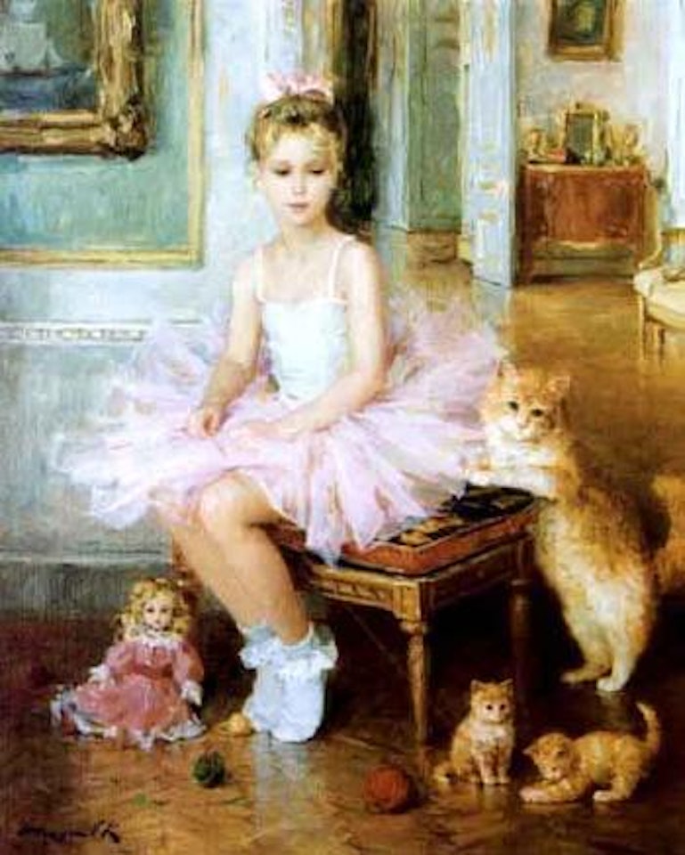 Teasing the kittens by Constantin Razoumov
