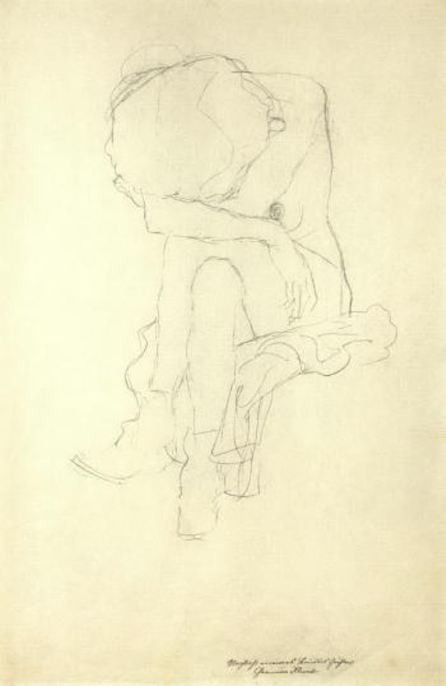 Seated figure with hidden face by Gustav Klimt
