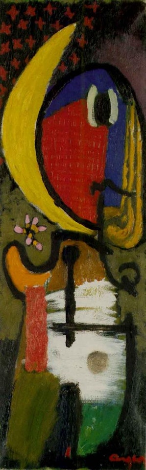 Blomsterpigen med de sorte ojne - Flower girl with the dark eyes by Asger Jorn