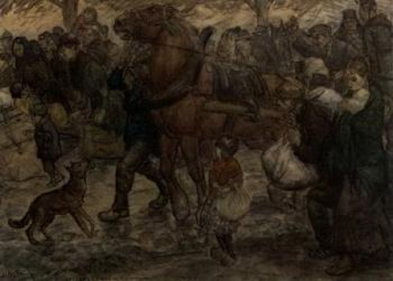 Uittocht Belgische Vluchtelingen by Leo Gestel
