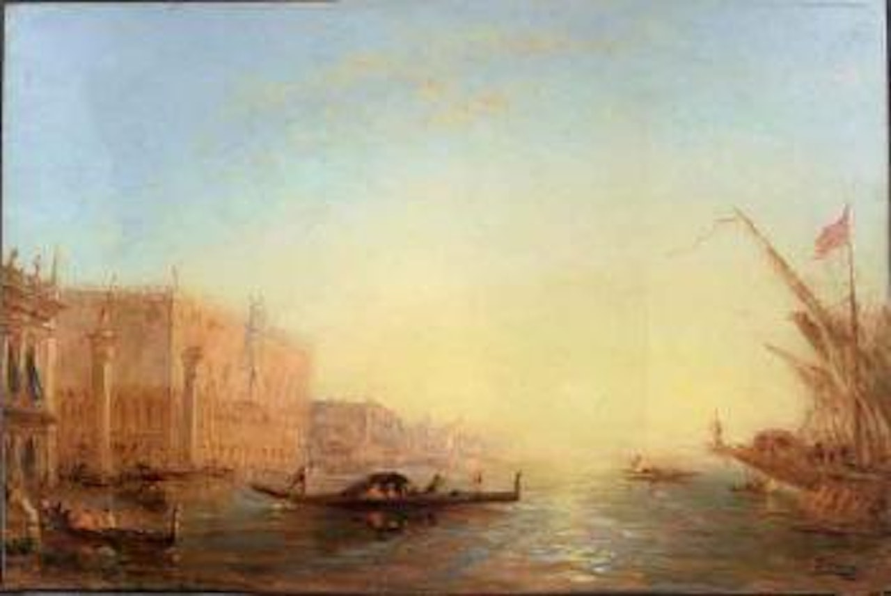 The Grand Canal with boats and gondolas by Félix Ziem