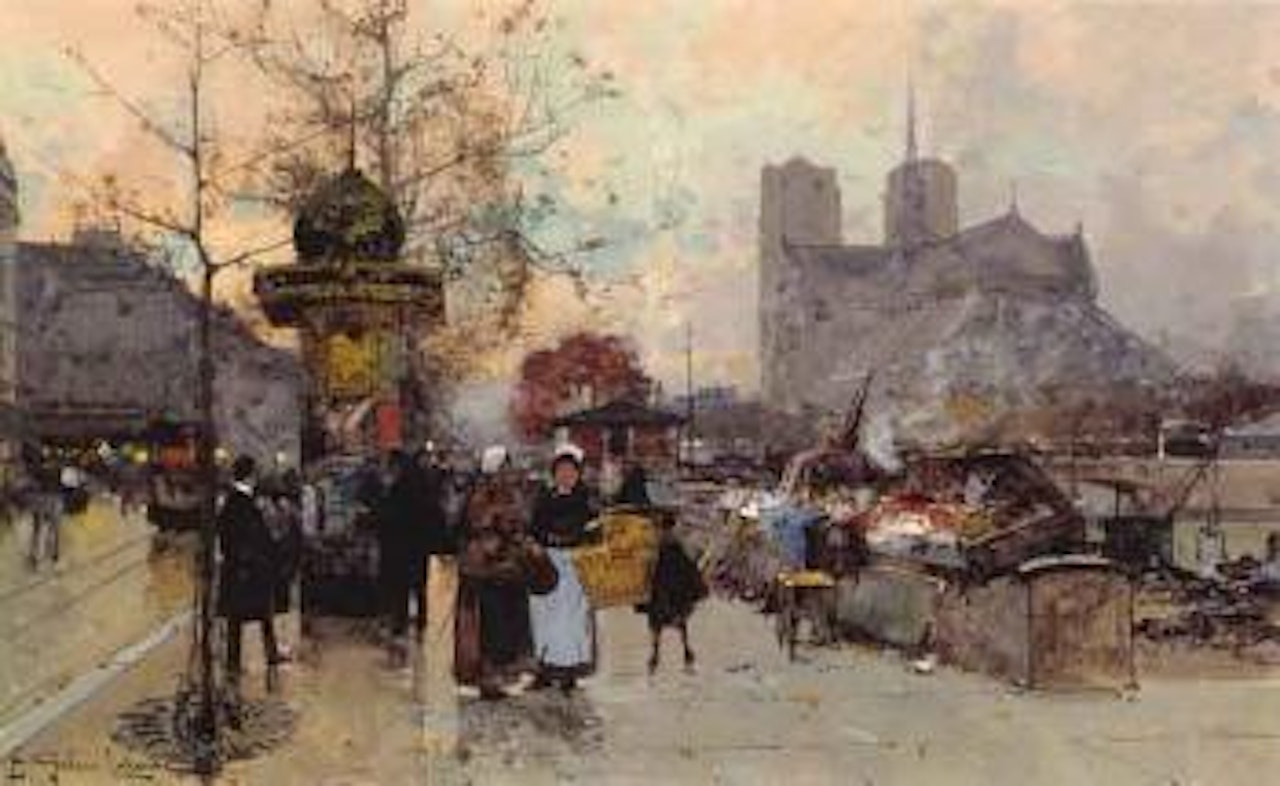 Paris, les quais de la Tournelle by Eugene Galien-Laloue