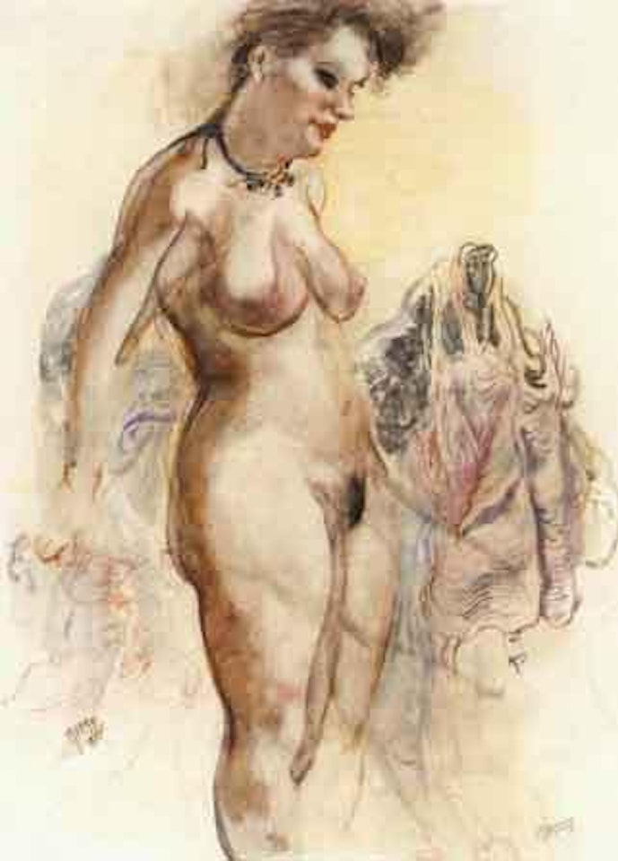 Standing nude, Eva Grosz by George Grosz