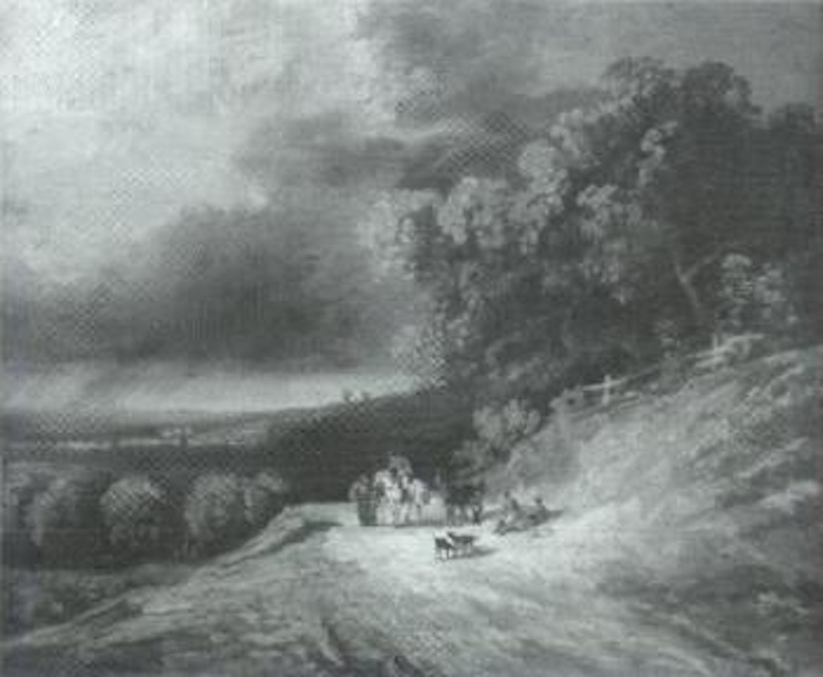 Extensive landscape with approaching bad weather by John Constable