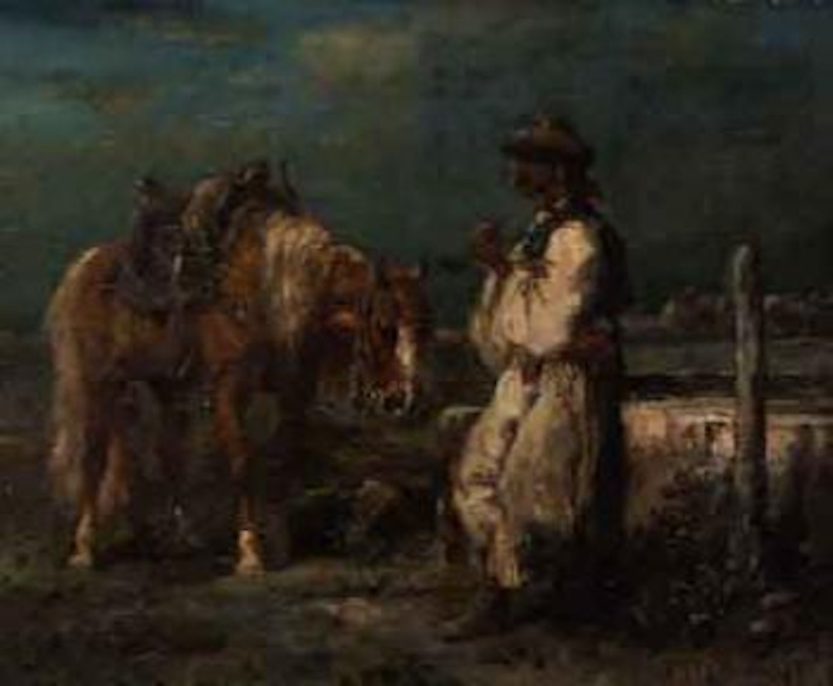 Hungarian peasant with horse by Adolf Schreyer