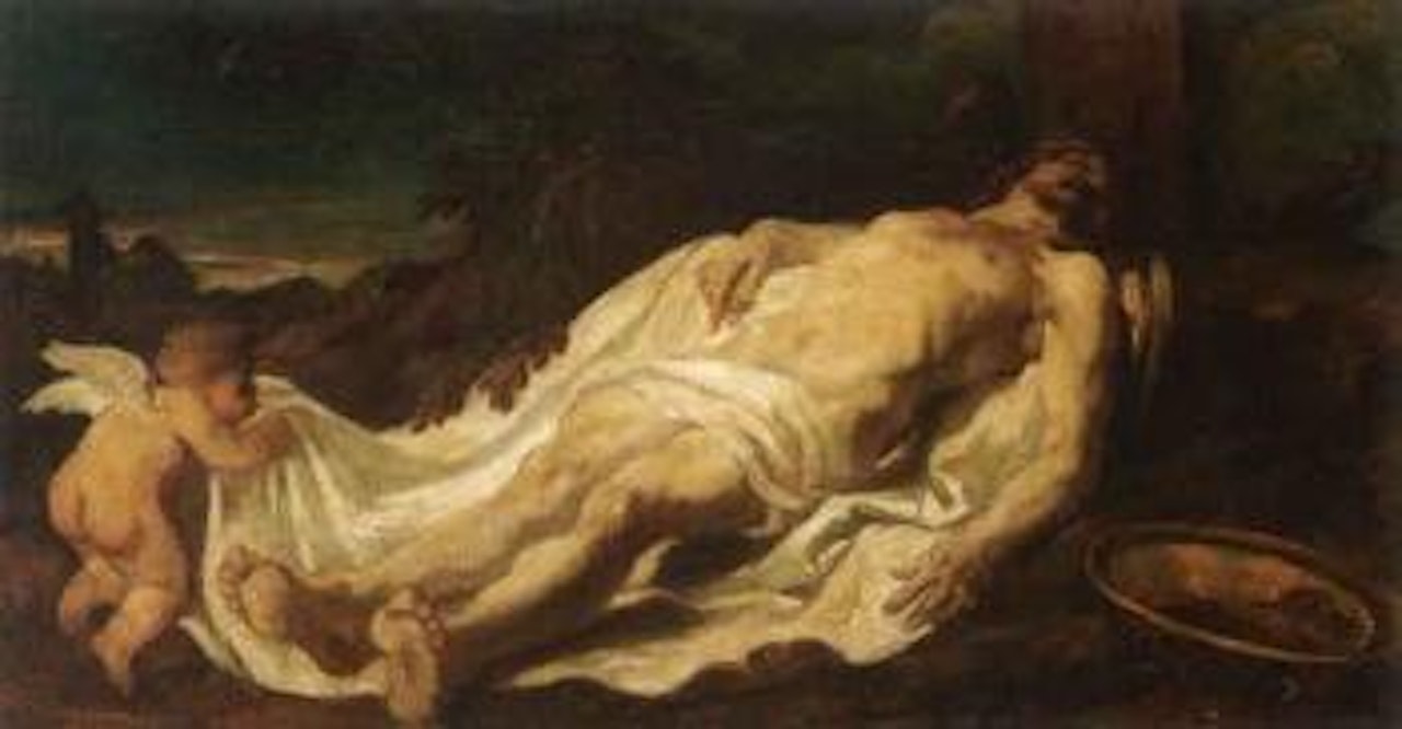 Angel covering Christ's body by Annibale Carracci
