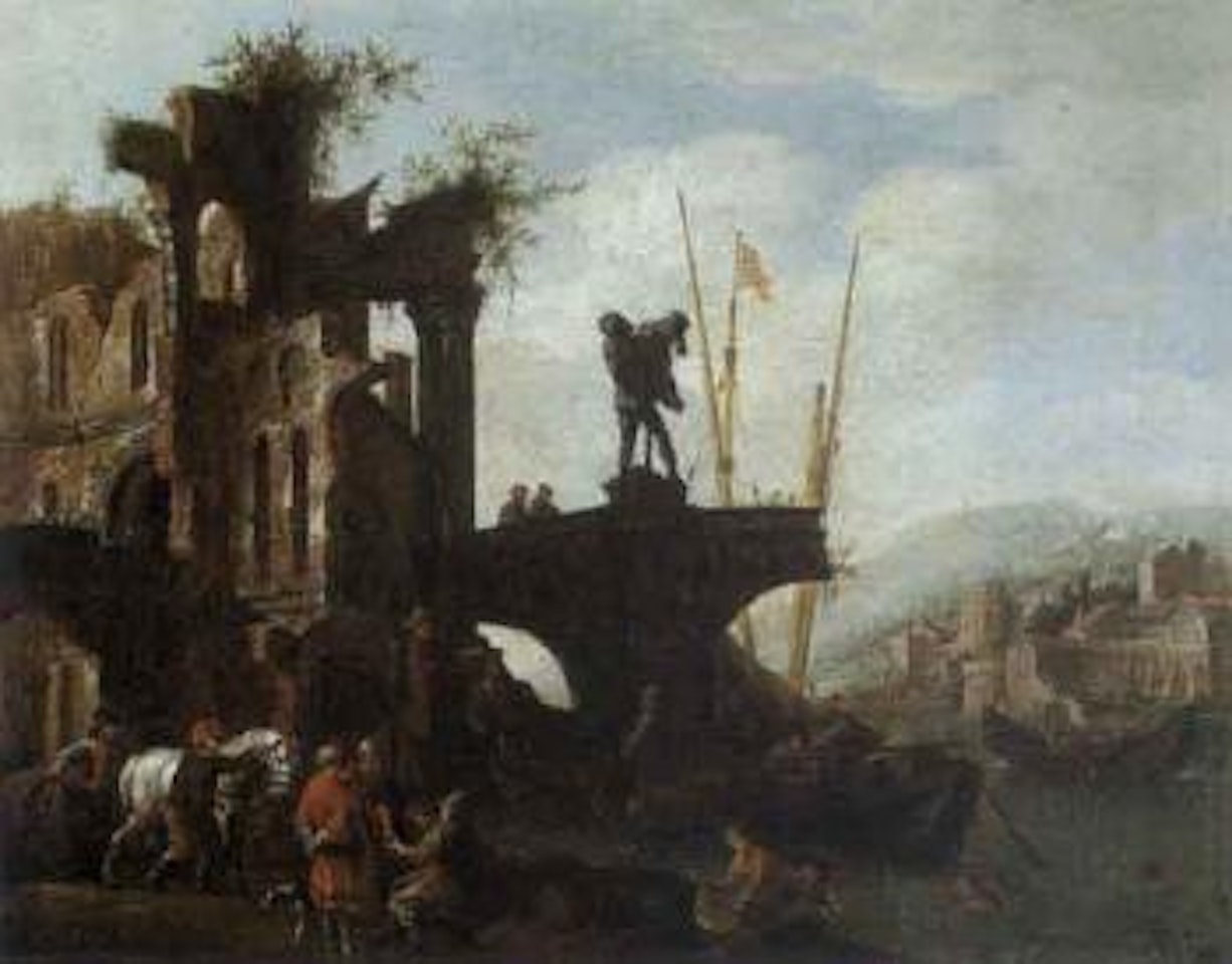 Italian harbour scene by Abraham Storck