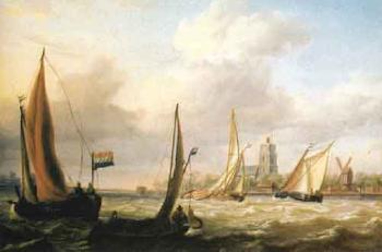 Barges off the Dutch coast at Workum by Charles Martin Powell