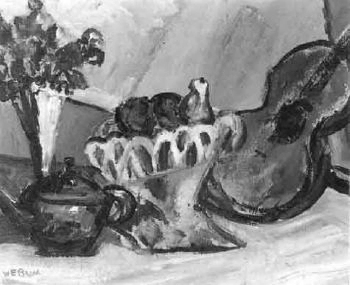 Still life with fruit and a guitar by Walter Emerson Baum