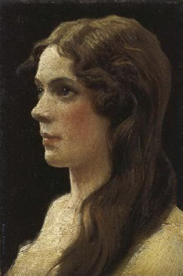 Portrait of young woman by Paul Fischer