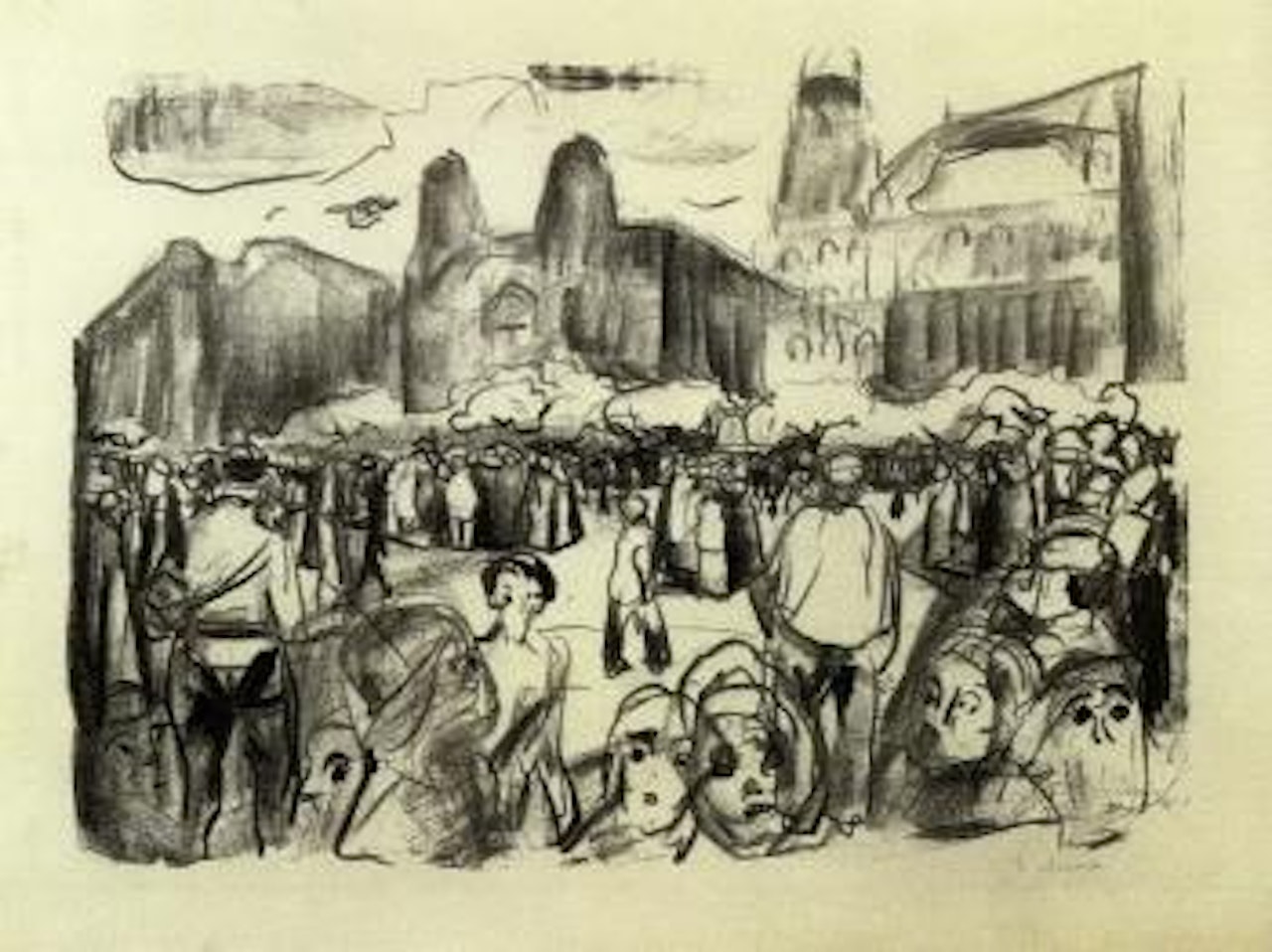 Frankfurter Bahnplatz during Rathenau's funeral by Edvard Munch
