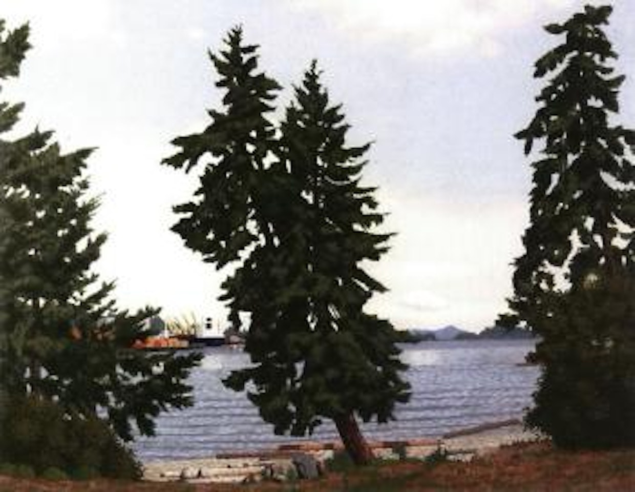 Trees on the edge of the beach, Crofton by Edward John Hughes