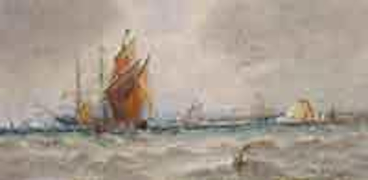 Shipping in a harbour by Thomas Bush Hardy