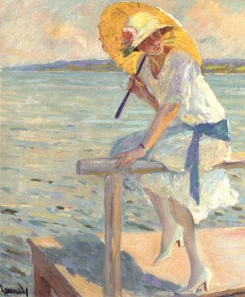 Yellow parasol by Edward Cucuel
