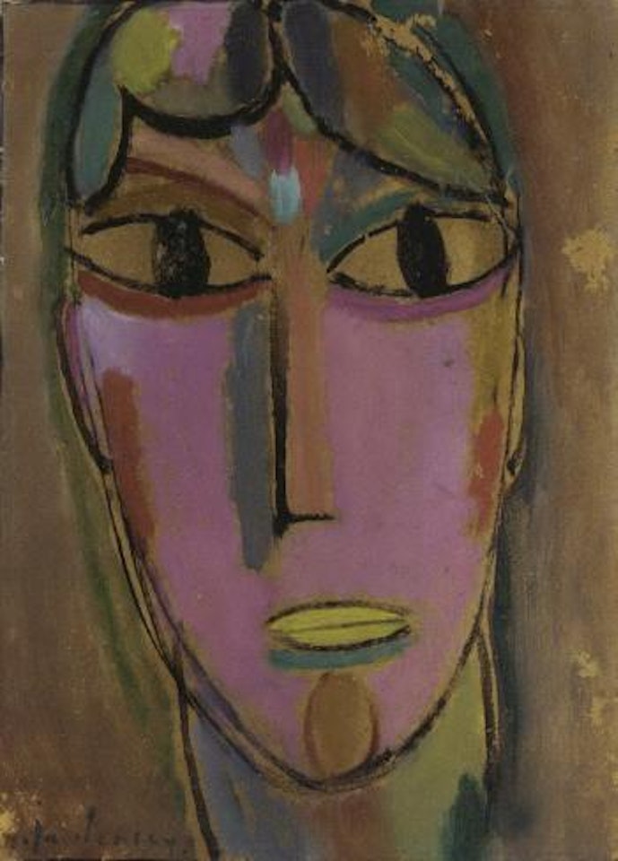 Mystischer Kopf: gelber Mund by Alexej von Jawlensky