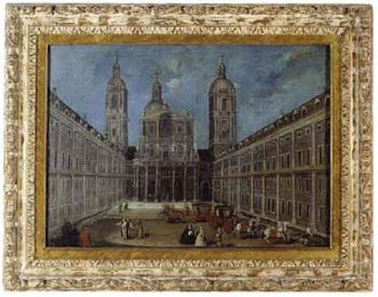 View of square with carts and figures by Italian School