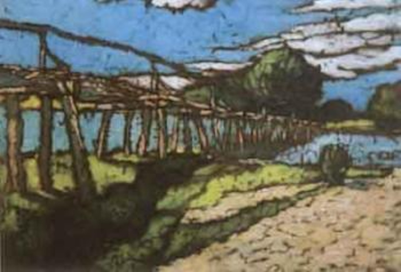 Landscape with wooden bridge by József Rippl-Rónai