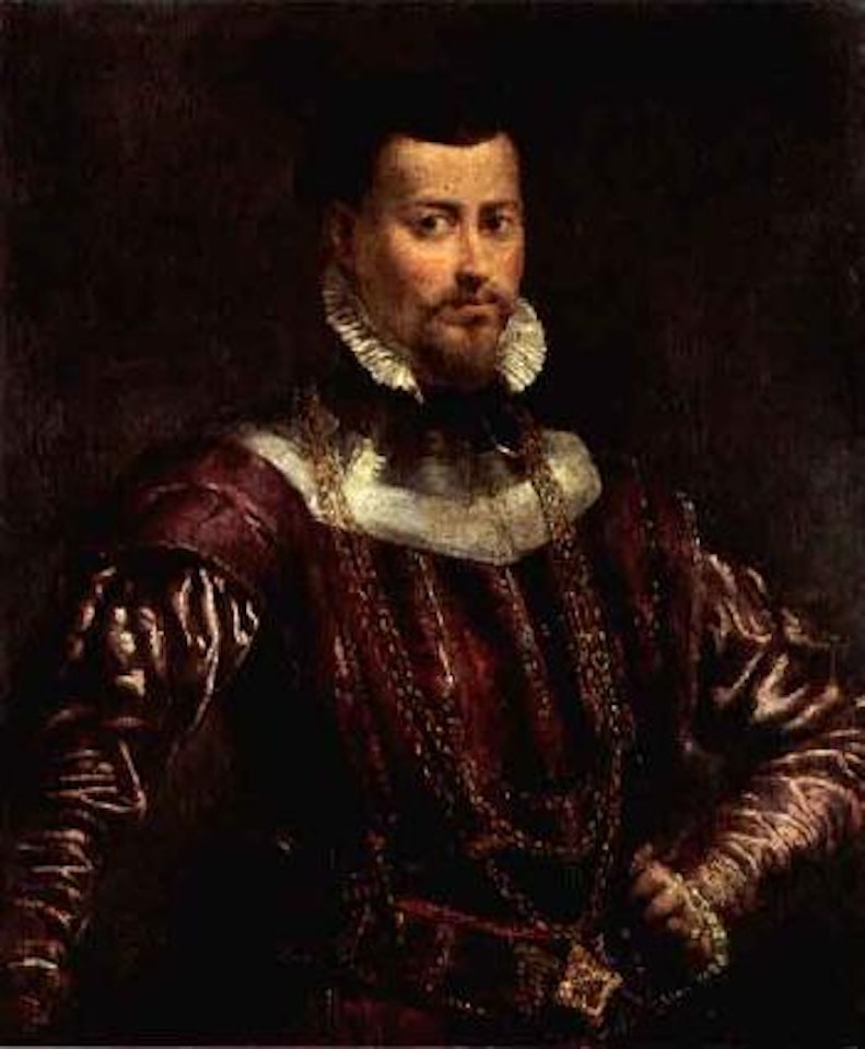 Portrait of man wearing high collar by Venetian School
