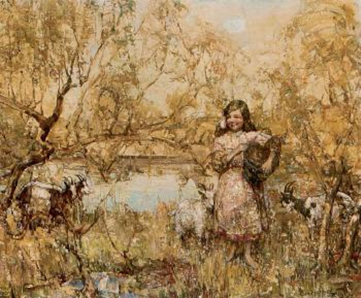 Feeding the goats by Edward Atkinson Hornel