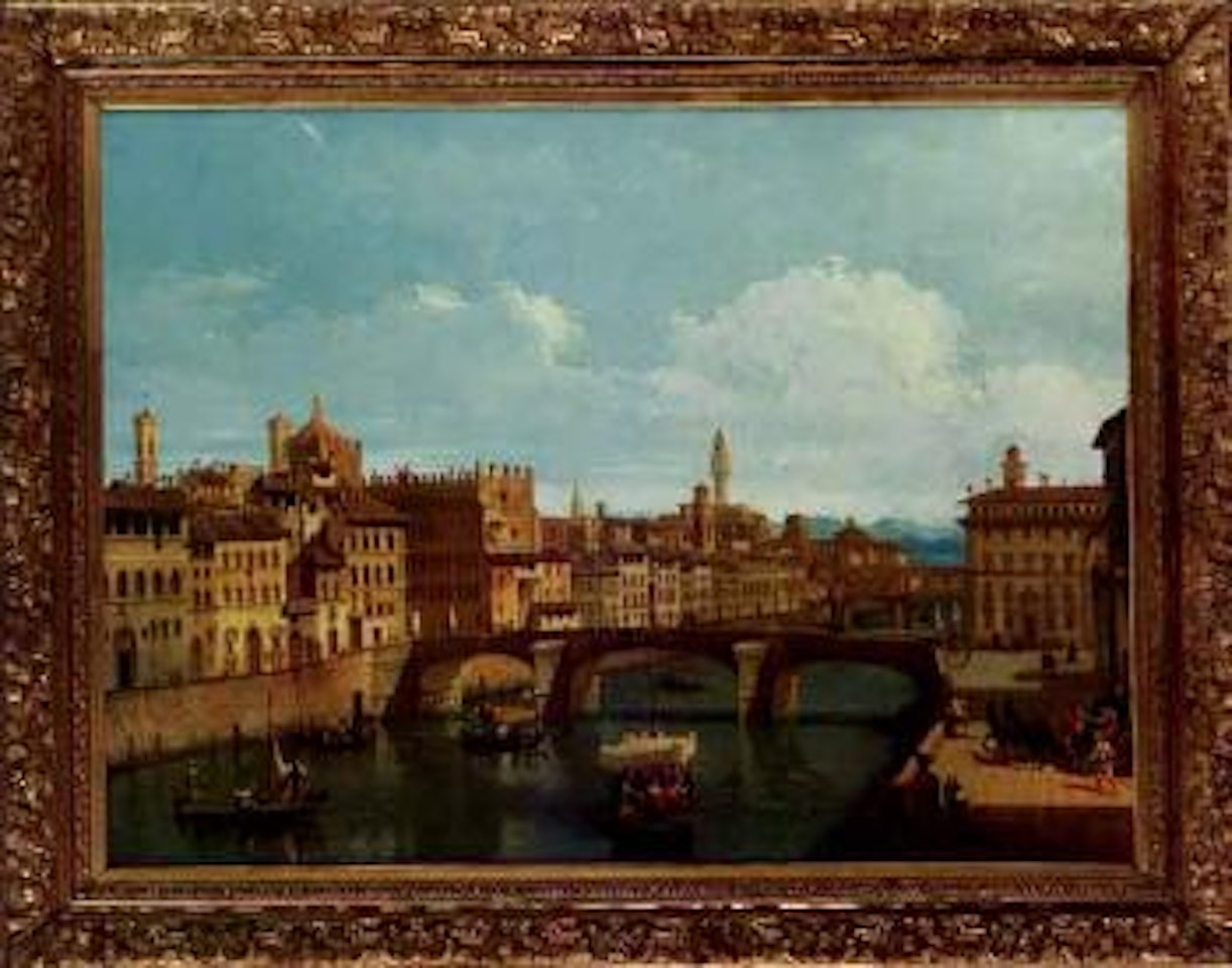 Ponte S Trinita and Ponte Vecchio in Florence by Canaletto