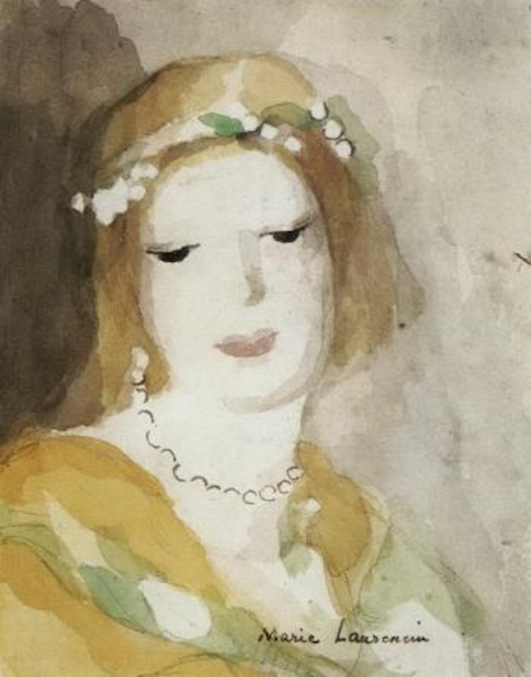 Femme aux perles, les yeux baisses by Marie Laurencin