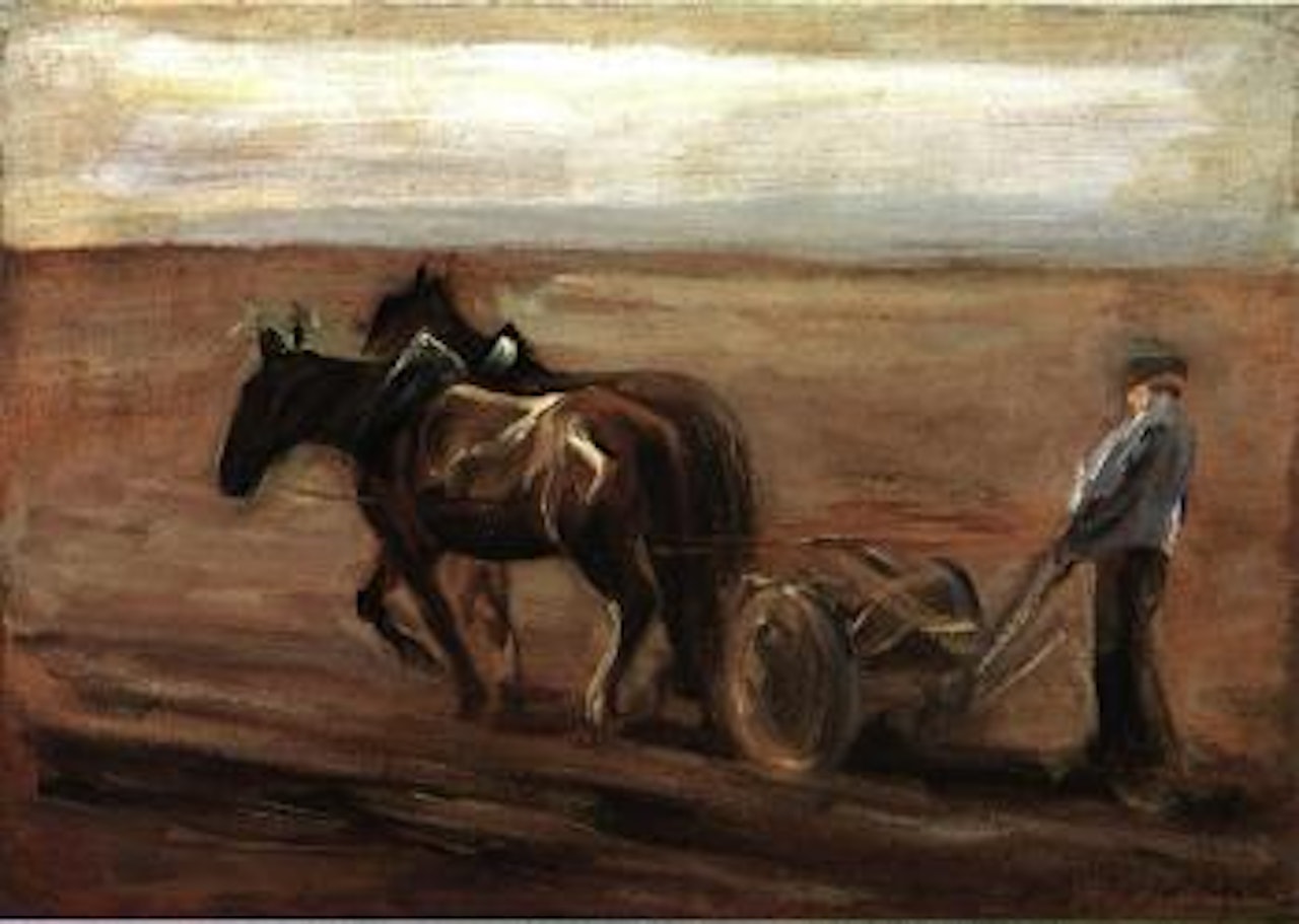 Farmer ploughing by Max Liebermann