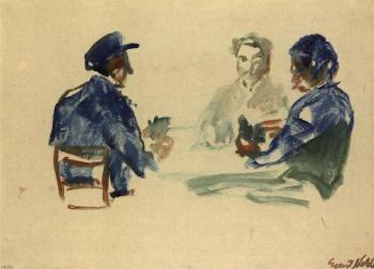 Three men playing cards by Emil Nolde