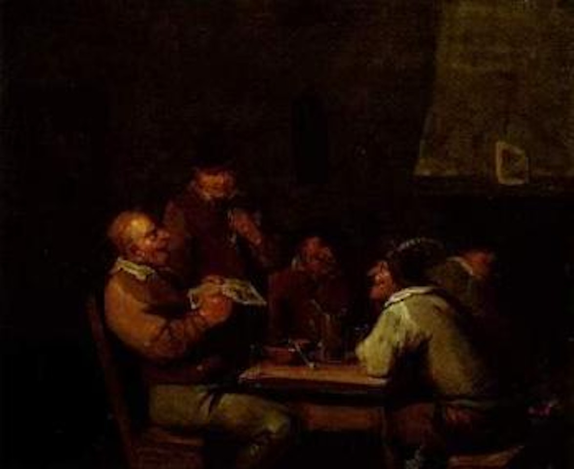 Boors singing and drinking in an inn by Egbert van Heemskerk III