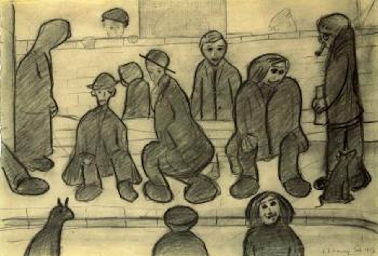 People on the steps by Laurence Stephen Lowry