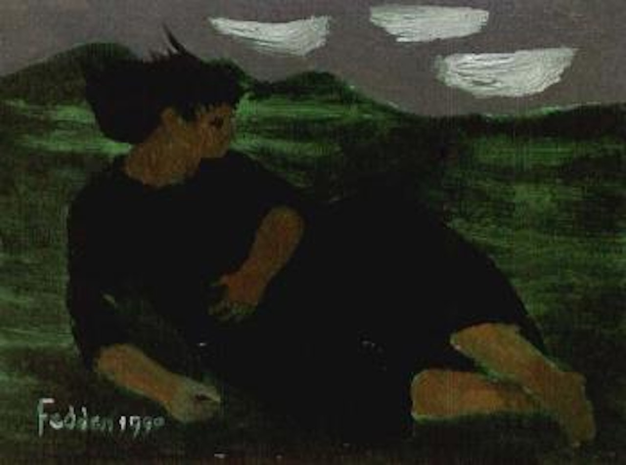 Girl lying on a hillside by Mary Fedden