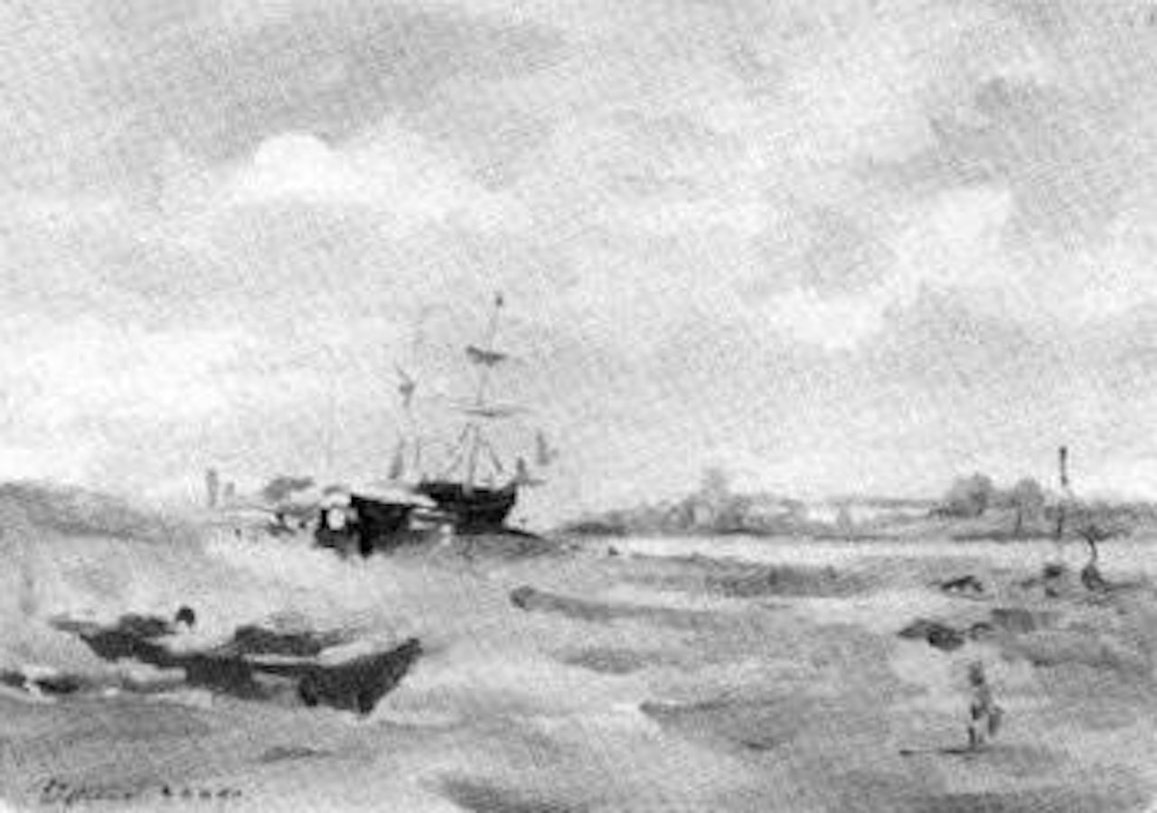 An estuary at low tide by Edward Seago