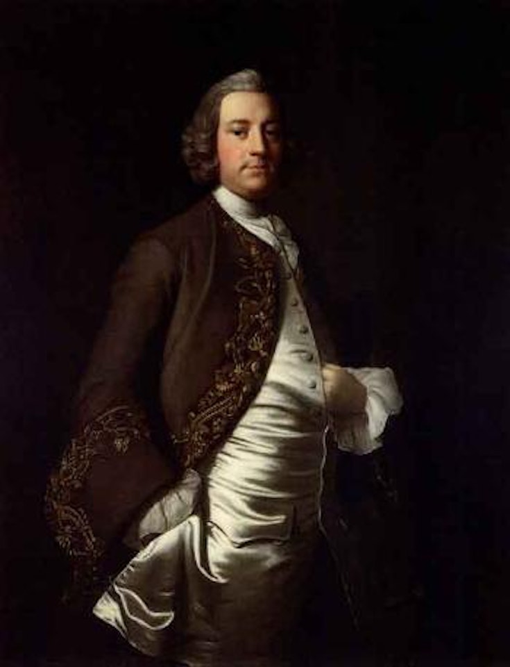 Portrait of a gentleman wearing a grey coat by Thomas Hudson