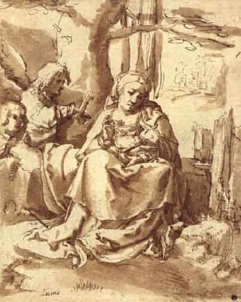 Madonna and Child with two angels by Jan de Bisschop