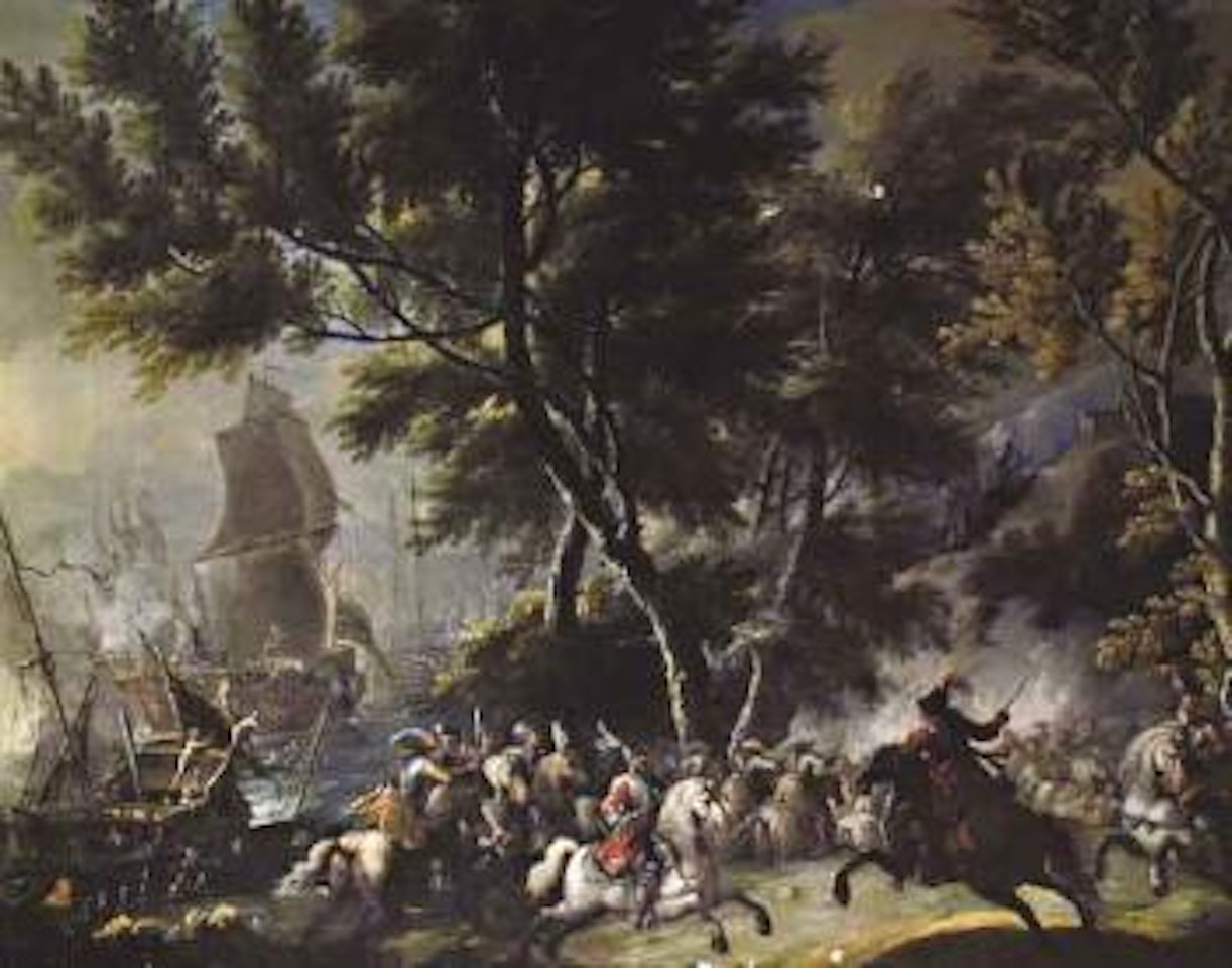 Battle scene Hunting scene by Dutch School