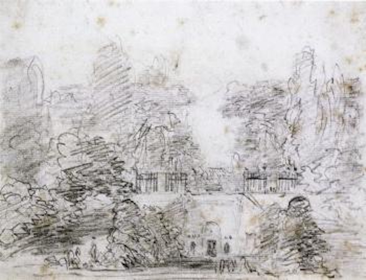 Paysage au double escalier by Jean-Honoré Fragonard