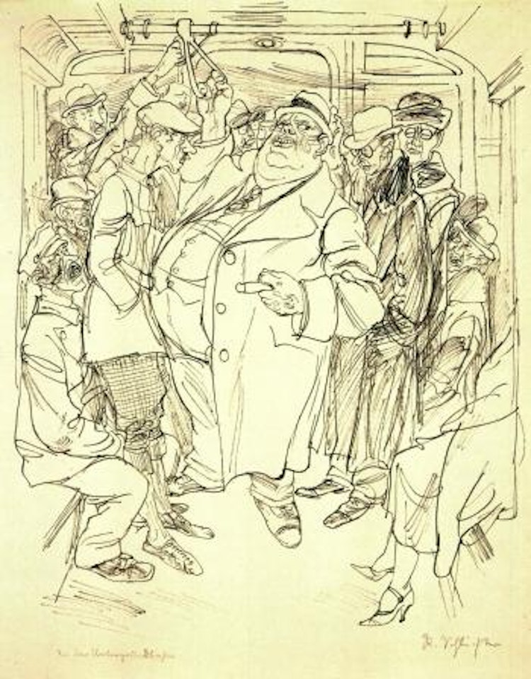 On the underground train by Rudolf Schlichter