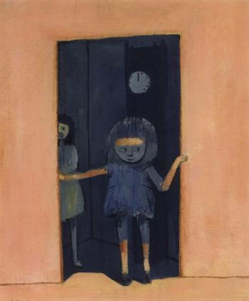 Girls in doorway by Charles Blackman