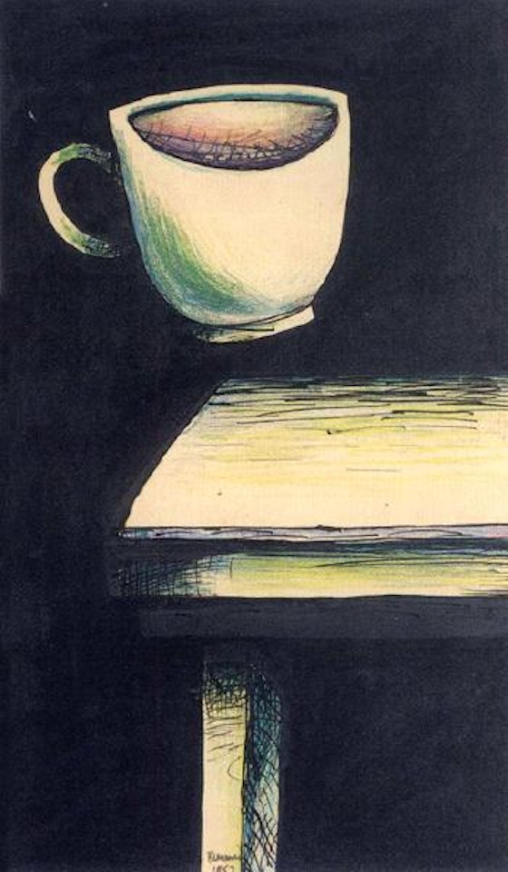 Tea cup and table - Alice in wonderland by Charles Blackman