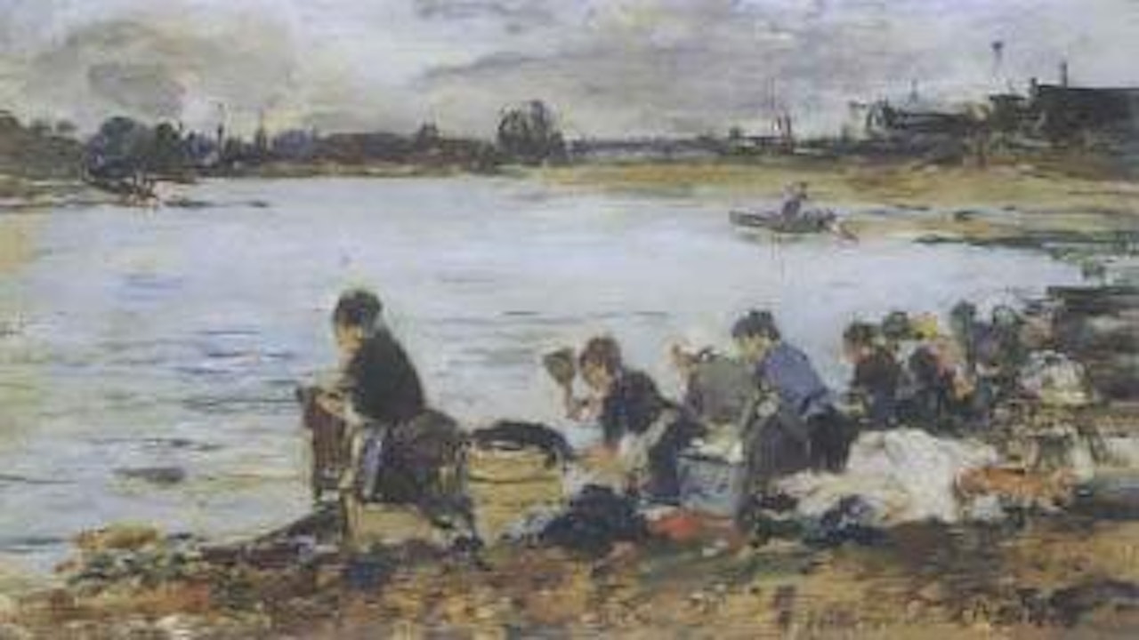 Laveuses au bord de la Touques by Eugène Boudin