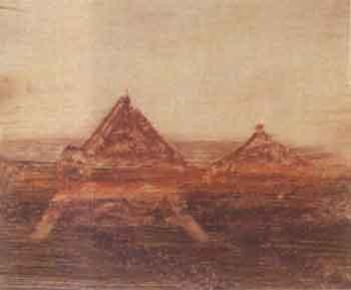 Landscape with pyramids by Sidney Nolan