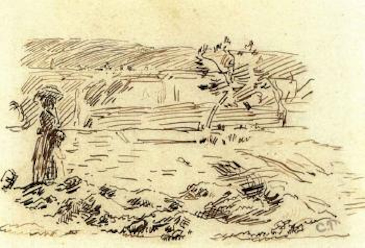 Femme et enfant dans un paysage by Camille Pissarro