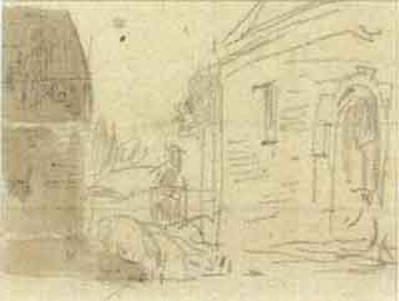 Poule. Vaches. Paysage. Scene de village by Eugène Boudin