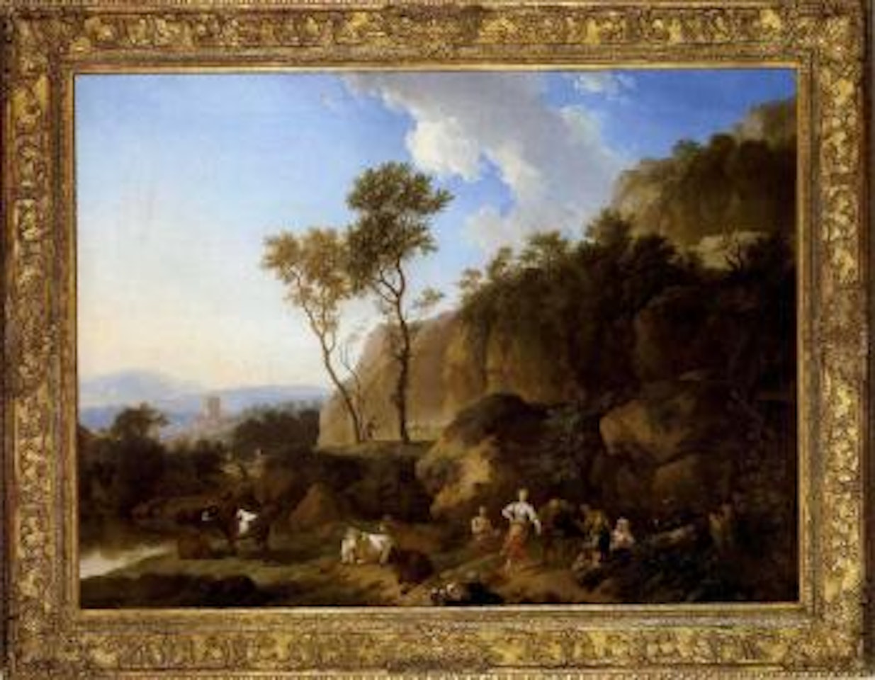 Dancing herdsmen in southern landscape by Christian Wilhelm Ernst Dietrich