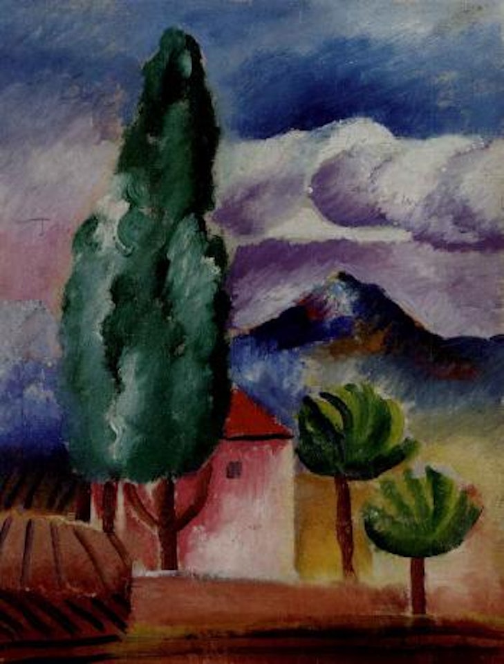 Paysage aux cypres, Saint Tropez by Moïse Kisling