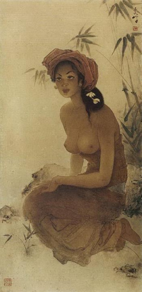 Seated woman by Lee Man Fong