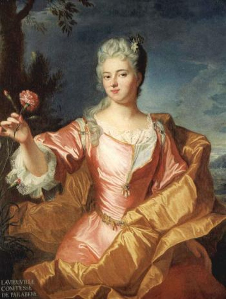Portrait of Madame Lavieuville, comtesse de Parabere, in a pink dress by Hyacinthe Rigaud