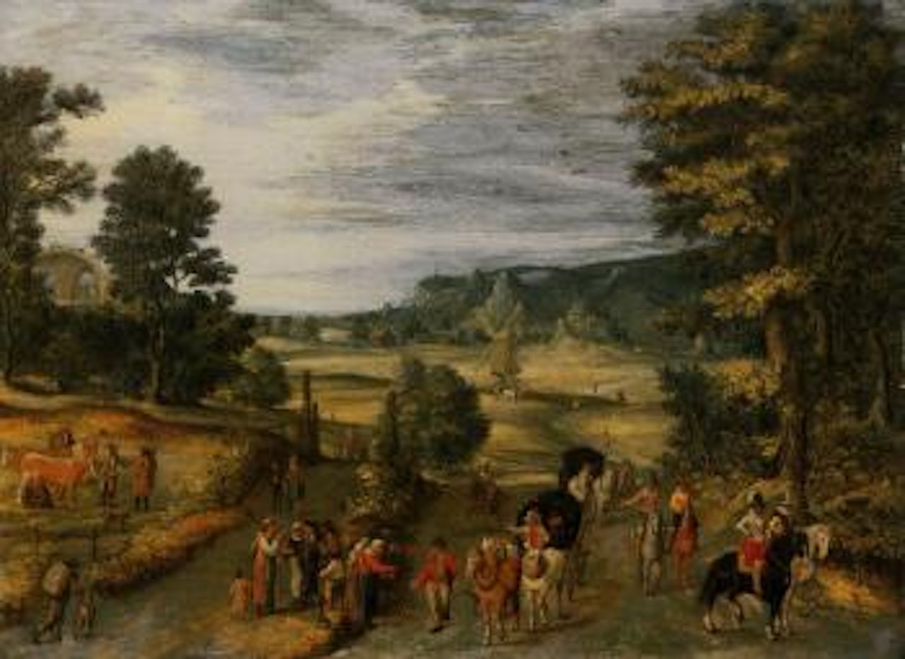 Landscape with travellers on country road by Jan Brueghel the Younger